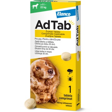

AdTab 450 mg žvýkací tableta pro psy (11–22 kg) 1 ks