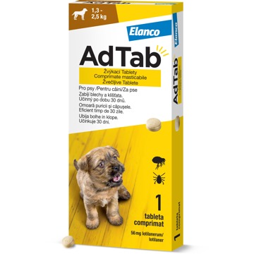 

AdTab 56 mg žvýkací tableta pro psy (1,3–2,5 kg) 1 ks