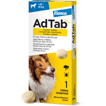 

AdTab 900 mg žvýkací tableta pro psy (22–45 kg) 1 ks