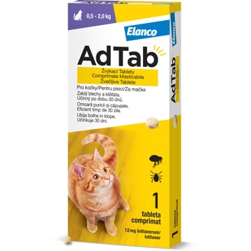 

AdTab 12 mg žvýkací tableta pro kočky (0,5–2 kg) 1 ks