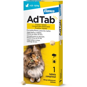 

AdTab 48 mg žvýkací tableta pro kočky (2–8 kg) 1 ks