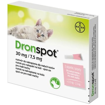 

Dronspot 30 mg/7,5 mg spot-on pro malé kočky 2 x 0,35 ml