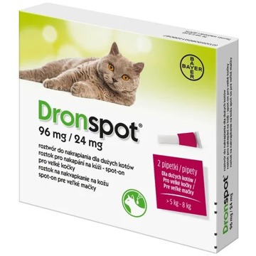 

Dronspot 96 mg/24 mg spot-on pro velké kočky 2 x 1,12 ml