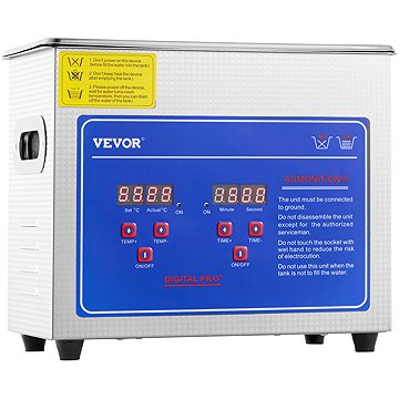 

Vevor Ultrazvukový čisticí stroj z nerezové oceli, digitální ohřívač s časovačem 3 l / 200 W