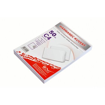 HARMANEC-KUVERT samolepicí s páskou C4, bílá, 229 × 324 mm - balení 50 ks