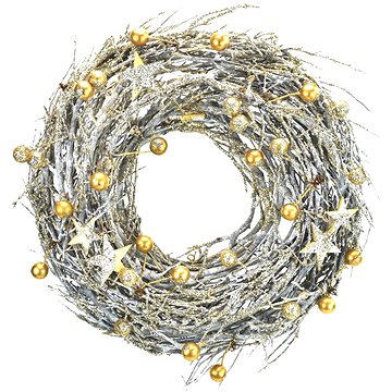 

DOMMIO Vánoční věnec - proutěný se zlatými kuličkami, 26 cm