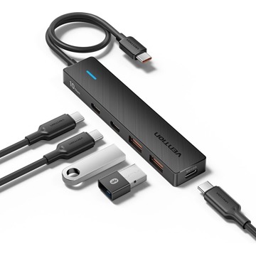 

Vention 5-in-1 USB-C to 3 x USB-C / 2 x USB 3.2 Gen 2 10G Hub 0.15M Black