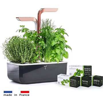 

Véritable SMART - Automatický květináč s regulací osvětlení, černá měděná + 4 bylinkové náplně