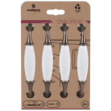 

Walteco Set nábytkových úchytek rozteč 128 mm, antik mosaz a bílý porcelán, 4 ks