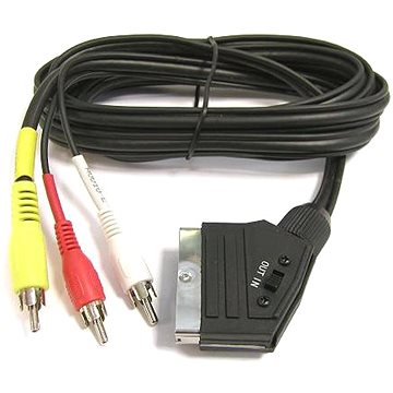 PremiumCord Kabel SCART - 3xCINCH M/M 1.5m s přepínačem - Video kabel
