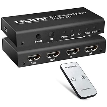 PremiumCord HDMI switch 2:2 , 3D, 1080p s dálkovým ovladačem - Switch