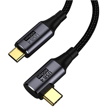 PremiumCord USB4™ Gen 3x2 40Gbps 8K@60Hz 240W Thunderbolt 3 zahnutý kabel 1,2 m
