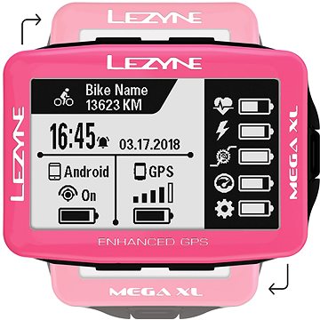 Lezyne Mega XL GPS Pink - Cyklocomputer