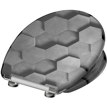 

SCHÜTTE Záchodové prkénko pomalé zavírání GREY HEXAGONS