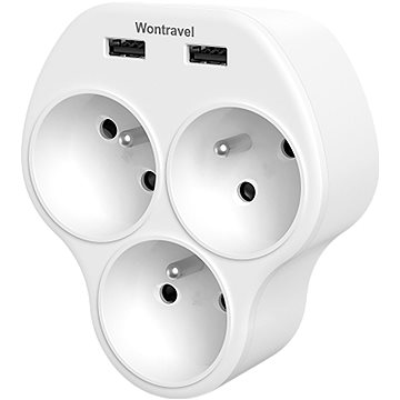 

Wontravel rozdvojka 3x + 2 USB 16A/4000W