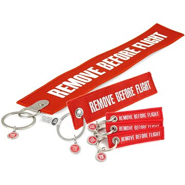 

RBF ORIGINAL Sada 5 ks červených klíčenek Remove Before Flight ve 3 velikostech