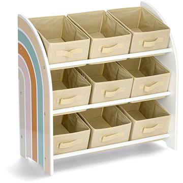 

ZELLER Dětský úložný regál s 9 látkovými boxy motiv duha 65 × 30 × 64 cm