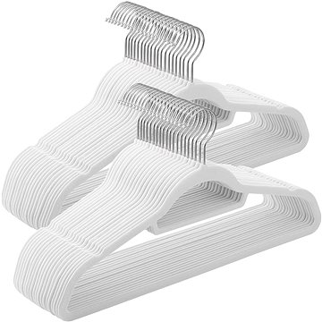

SONGMICS Sametová ramínka, bílá, 50 ks, otočný háček, 43 × 22 × 0,6 cm