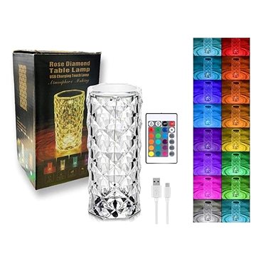 

Leventi Dotyková lampa Rose Diamond s dálkovým ovládáním, 15,5 cm