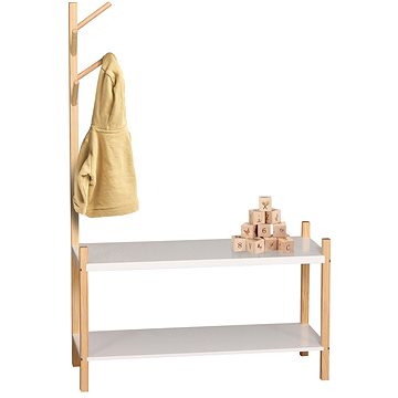 

DOCHTMANN Dětský botník – 2 police, dětský věšák 80 × 30 × 120 cm, bambus, bílá