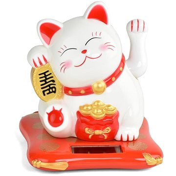 

Oriental Kočka štěstí – bílá, mávající, solární 9 × 10 x 10,5 cm