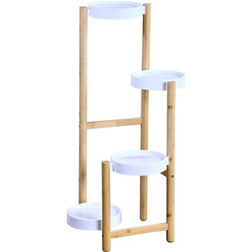 

KESPER Stojan na květiny 4 police, bambus, plast, bílý 78 × 48 × 42 cm