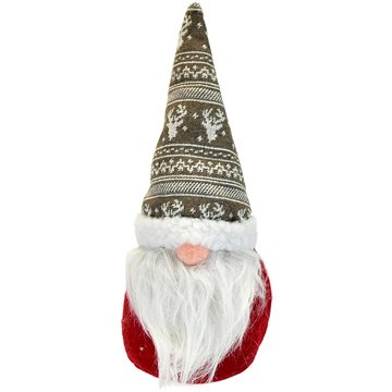 

DOMMIO Vánoční dekorace - skřítek s pletenou šedou čepicí, 30 cm