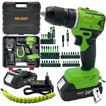 

Procraft aku šroubovák PA18LiN 1 × 2 Ah + 41 ks sada bitů