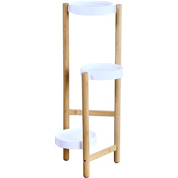 

KESPER Stojan na květiny 3 police, bambus, plast, bílý 70 × 28 × 34 cm