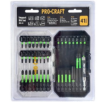 

Procraft Sada rázových bitů IBS-41, vhodné pro rázové utahováky, S2, 41 ks