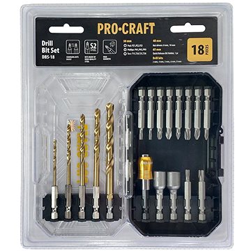

Procraft Sada vrtáků a bitů DBS-18, S2, 18 ks