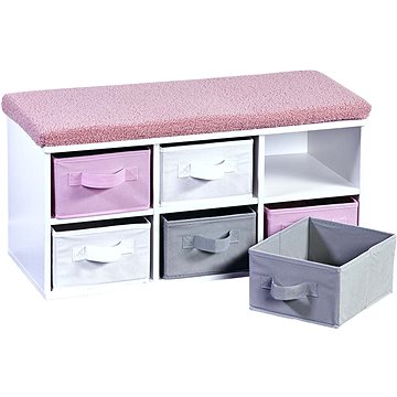 

KESPER Lavice s úložnými boxy na hračky růžová, bílá 68 × 30 × 31 cm