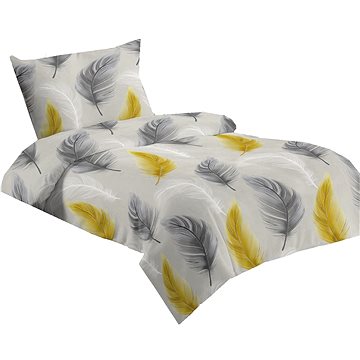 

Jahu Povlečení mikrovlákno 140 × 200 + 70 × 90 cm - Žlutošedá pírka