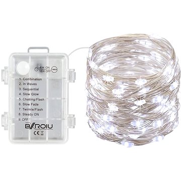 

Vánoční mikro řetěz na baterie 10 m (100 led) - studená bílá