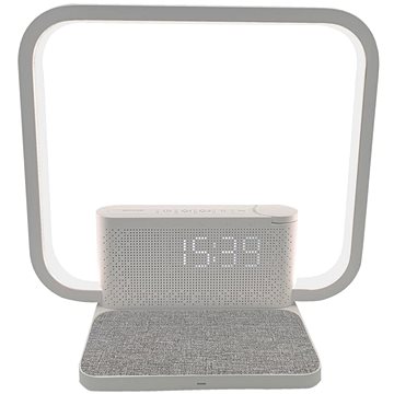 IMMAX LED stolní lampička, budík Crane s Qi bezdrátovým nabíjením 10W