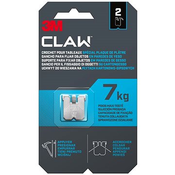 

3M CLAW™ Ručně namačkávací háček na sádrokarton, balení 2 ks, nosnost 7 kg