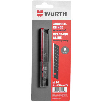 

WÜRTH Náhradní odlamovací čepele černé, 9 mm, 10 ks