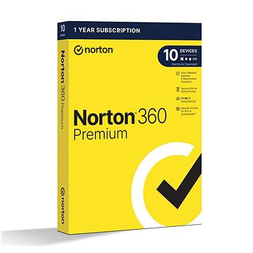 Norton 360 Premium 75GB, VPN, 1 uživatel, 10 zařízení, 12 měsíců (elektronická licence) - Internet Security