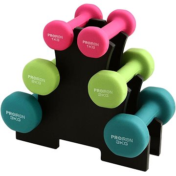

PROIRON Sada jednoručních činek 1 - 3 kg + stojan
