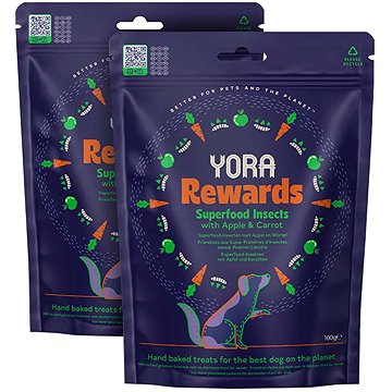

YORA Rewards pamlsky z hmyzu s jablkem a mrkví 2 × 100 g