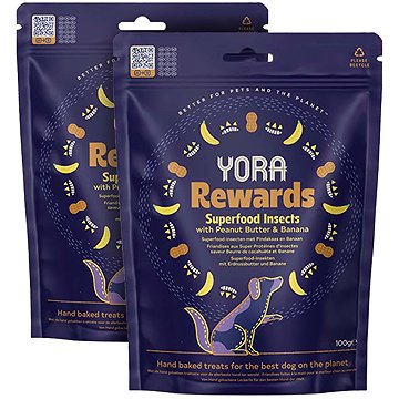 

YORA Rewards pamlsky z hmyzu s arašídy a banánem 2 × 100 g