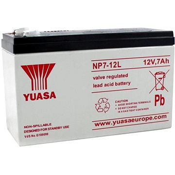 YUASA 12V 7Ah bezúdržbová olověná baterie NP7-12L, faston 6,3 mm
