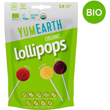 

YumEarth BIO Kyselá lízátka s příchutí jablka, třešně a hroznů 14 ks, 87 g