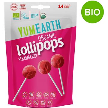 

YumEarth BIO Ovocná lízátka s příchutí jahody, 14 ks, 87 g