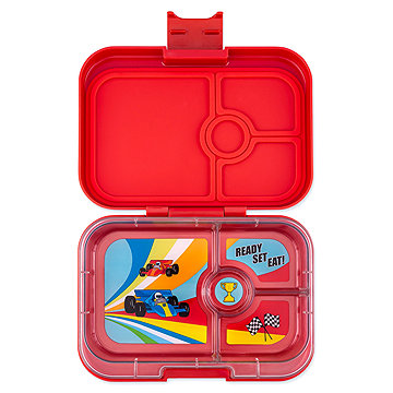 Yumbox Nepropustný svačinový box 4 sekce Panino - Roar Red Race Cars