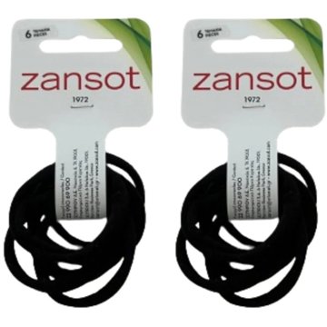 

Zansot 2× elastické gumičky do vlasů, jemná tkanina, 6 ks, černé