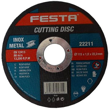 

Kotouč na kov řezný O 115 x 1,2 x 22,2 mm, FESTA