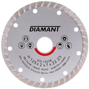 

Kotouč diamantový turbo O 125 x 22.2 mm, DIAMANT