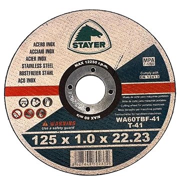

Kotouč řezný na kov STANDARD T41, O 125 x 1 x 22,23 mm, STAYER