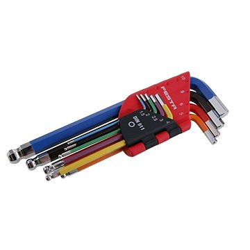 

Klíče imbus SET s kuličkou 1,5 - 10 mm, 9 ks, CrV, barevné, FESTA